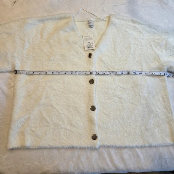 A New Day Cream Fuzzy V-Neck Cardigan Sweater XXL Women's New - Picture 8 of 11